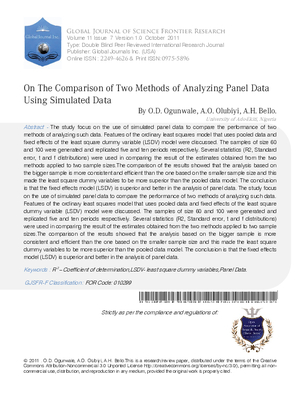 On The Comparison of Two Methods of Analyzing Panel Data Using Simulated Data