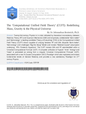 The Computational Unified Field Theory (CUFT): Redefining Mass, Gravity 