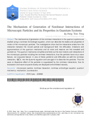 The Mechanism of Generation of Nonlinear Interactions of Microscopic Particles and its Properties in Quantum Systems