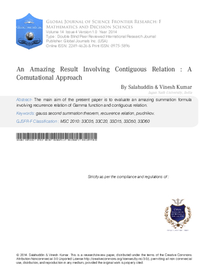 An Amazing Result Involving Contiguous Relation : A Comutational Approach