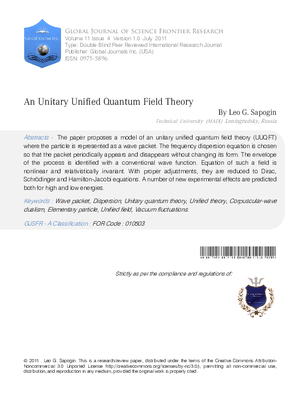 An Unitary Unified Quantum Field Theory