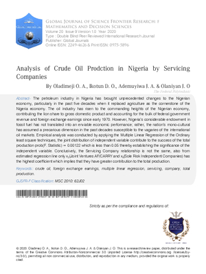 Analysis of Crude Oil Prodction in Nigeria by Servicing Companies