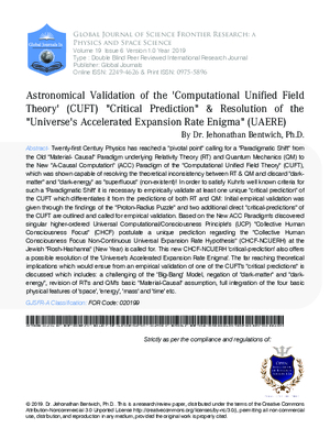 Astronomical Validation of the Computational Unified Field Theory (CUFT) Critical Prediction 