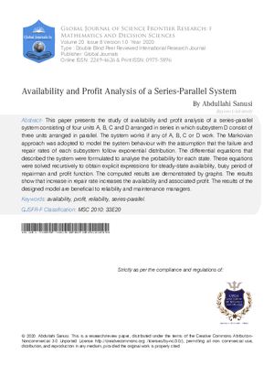 Availability and Profit Analysis of a Series-Parallel System