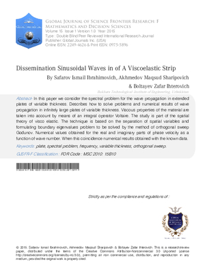 Dissemination Sinusoidal Waves in of a Viscoelastic Strip