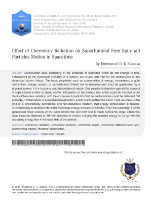 Effect of Cherenkov Radiation on Superluminal Free Spin-half Particles Motion in Spacetime