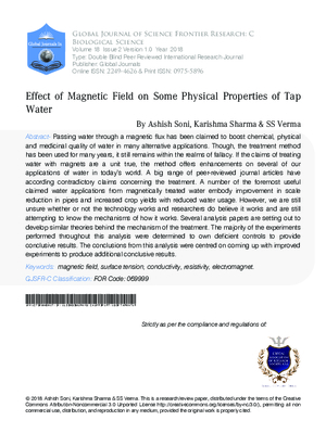Effect of Magnetic Field on some Physical Properties of Tap Water