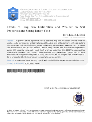 Effects of Long-Term Fertilisation and Weather on Soil Properties and Spring Barley Yield