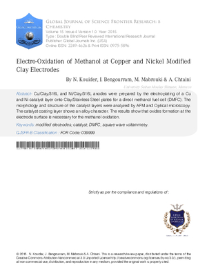 Electro-Oxidation of Methanol at Copper and Nickel Modified Clay Electrodes