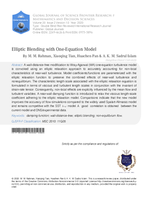 Elliptic Blending with One-Equation Model