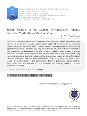 Factor Analysis of the Styrene Polymerization Kinetics. Statistical Verification of the Procedure