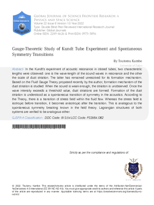 Gauge-theoretic Study of Kundt Tube Experiment and Spontaneous Symmetry Transitions