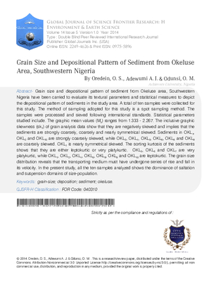 Grain Size and Depositional Pattern of Sediment from Okeluse Area, Southwestern Nigeria