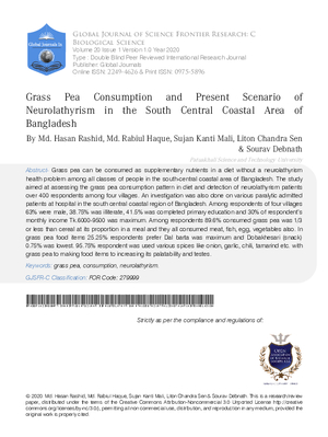 Grass Pea Consumption and Present Scenario of Neurolathyrism in the South Central Coastal Area of Bangladesh