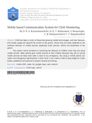 Mobile based Communication System for Child Monitering