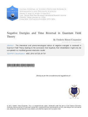 Negative Energies and Time Reversal in Quantum Field Theory