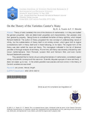 On the Theory of the Varieties Cantors Many