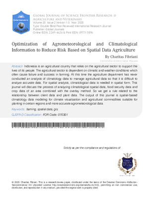 Optimization of Agrometeorological and Climatological Information to Reduce Risk Based on Spatial Data Agriculture