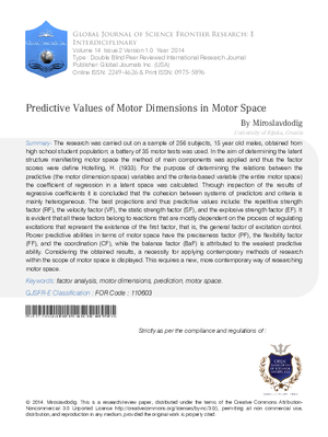 Predictive Values of Motor Dimensions in Motor Space