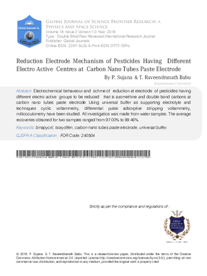 Reduction Electrode Mechanism of Pesticides Having Different Electro Active Centres at Carbon Nano Tubes Paste Electrode