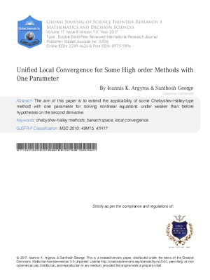 Unified Local Convergence for some High Order Methods with one  Parameter