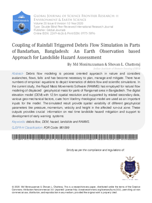 Coupling of Rainfall Triggered Debris Flow Simulation in Parts of Bandarban, Bangladesh: An Earth Observation Based Approach for Landslide Hazard Assessment