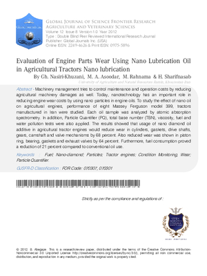 Evaluation of Engine Parts Wear Using Nano Lubrication Oil in Agricultural Tractors