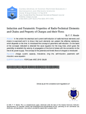 Induction and Parametric Properties of Radio-Technical Elements and Chains and Property of Charges and their Flows.