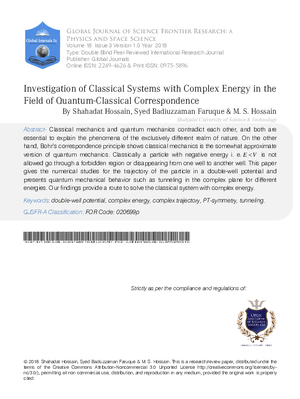 Investigation of Classical Systems with Complex Energy in the Field of Quantum-Classical Correspondence