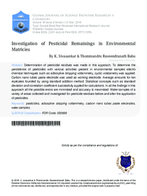 Investigation of Pesticidal Remainings in Environmental Matricies