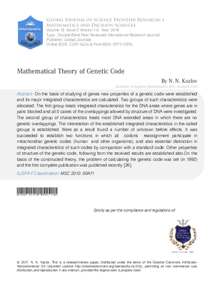Mathematical Theory of Genetic Code