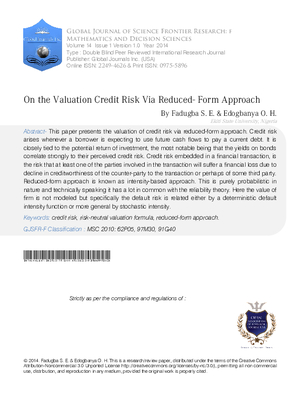 On the Valuation Credit Risk Via Reduced-Form Approach