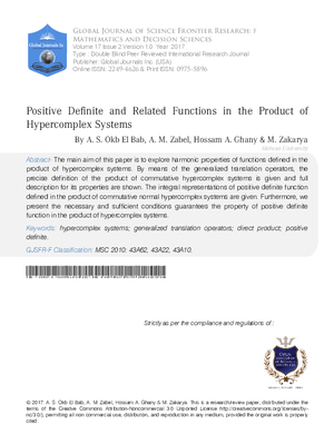 Positive Definite and Related Functions in the Product of Hypercomplex Systems