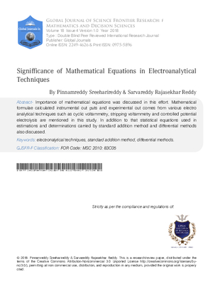 Signifficance of Mathematical Equations in Electroanalytical Techniques