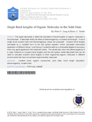 Single Bond Lengths of Organic Molecules in the Solid State