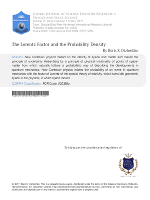 The Lorentz Factor and the Probability Density