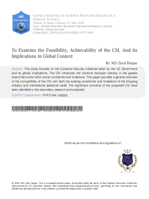 To Examine the Feasibility, Achievability of the CSI, And Its Implications in Global Context.