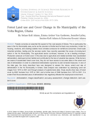 Forest Land use and Cover Change in Ho Municipality of the Volta Region, Ghana