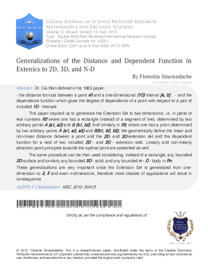 Generalizations of the Distance and Dependent Function in Extenics to 2D, 3D, and n-D