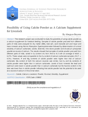 Possibility of using Calcite Powder as a Calcium Supplement for Livestock