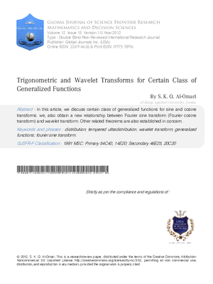 Trigonometric and Wavelet Transforms  for Certain Class of Generalized Functions