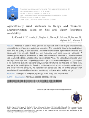 Agriculturally used Wetlands in Kenya and Tanzania: Characterization Based on Soil and Water Resources Availability