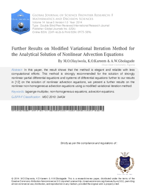 Further Results on Modified Variational Iteration Method for the Analytical Solution of Nonlinear Advection Equations