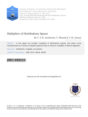 Multipliers of Distributions Spaces