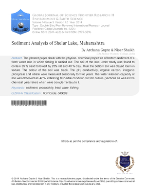 Sediment Analysis of Shelar Lake, Maharashtra