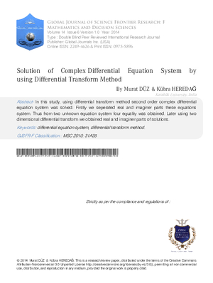 Solution of Complex Differential Equation System by using Differential Transform Method