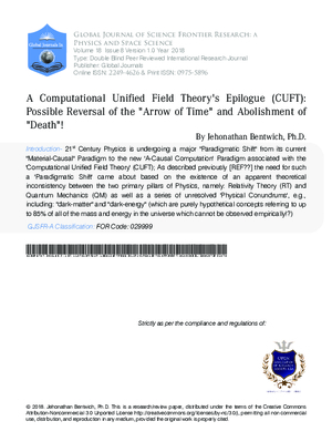 A Computational Unified Field Theorys Epilogue (CUFT): Possible Reversal of the Arrow of Time and Abolishment of Death