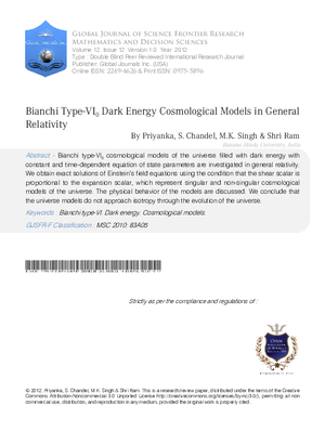 Bianchi Type-VI0 Dark Energy Cosmological Models in General Relativity
