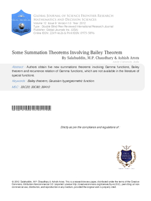 Some Summation Theorems Involving Bailey Theorem