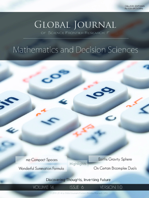 GJSFR-F Mathematics: Volume 14 Issue F6